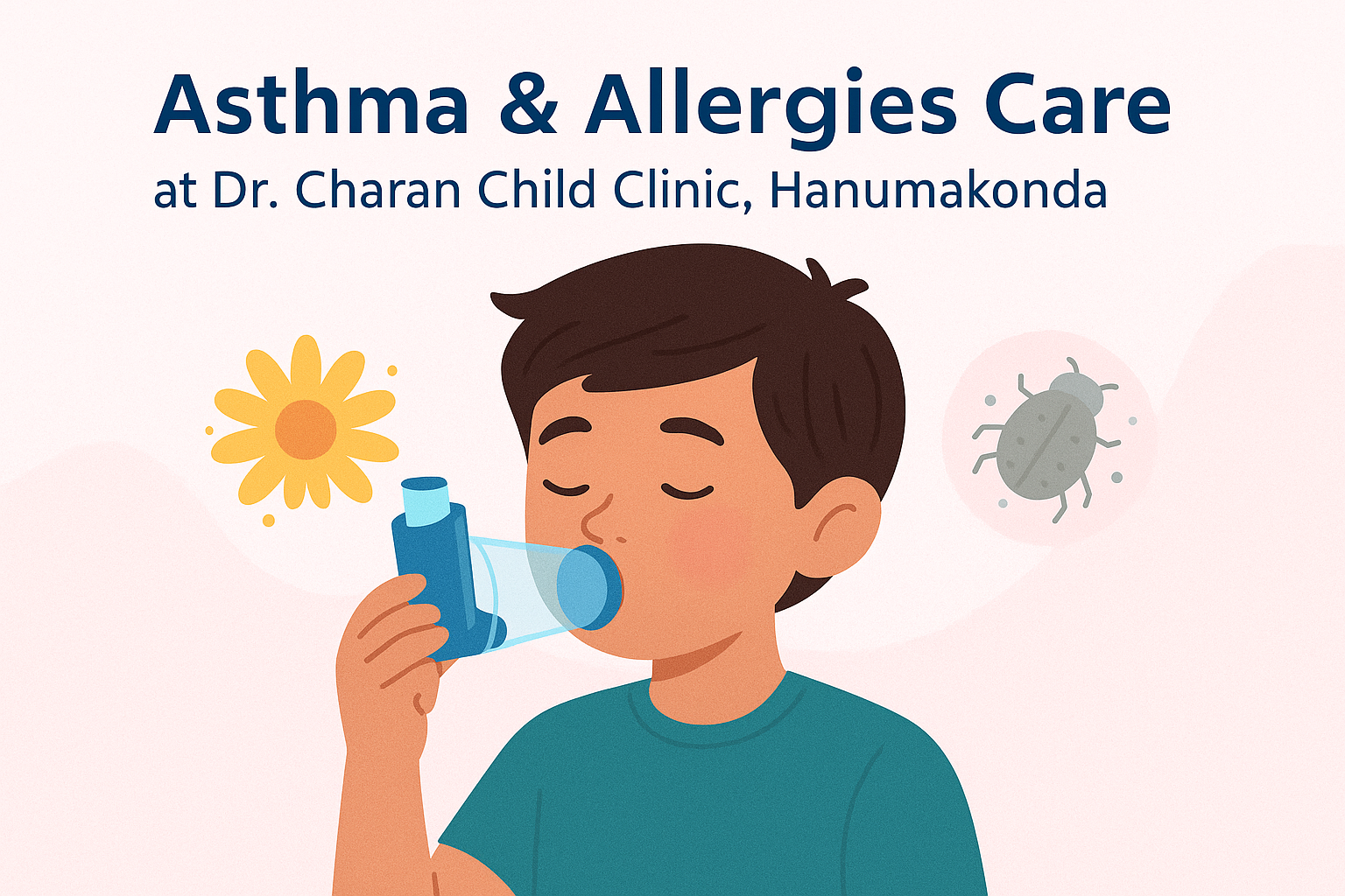 Child using spacer inhaler